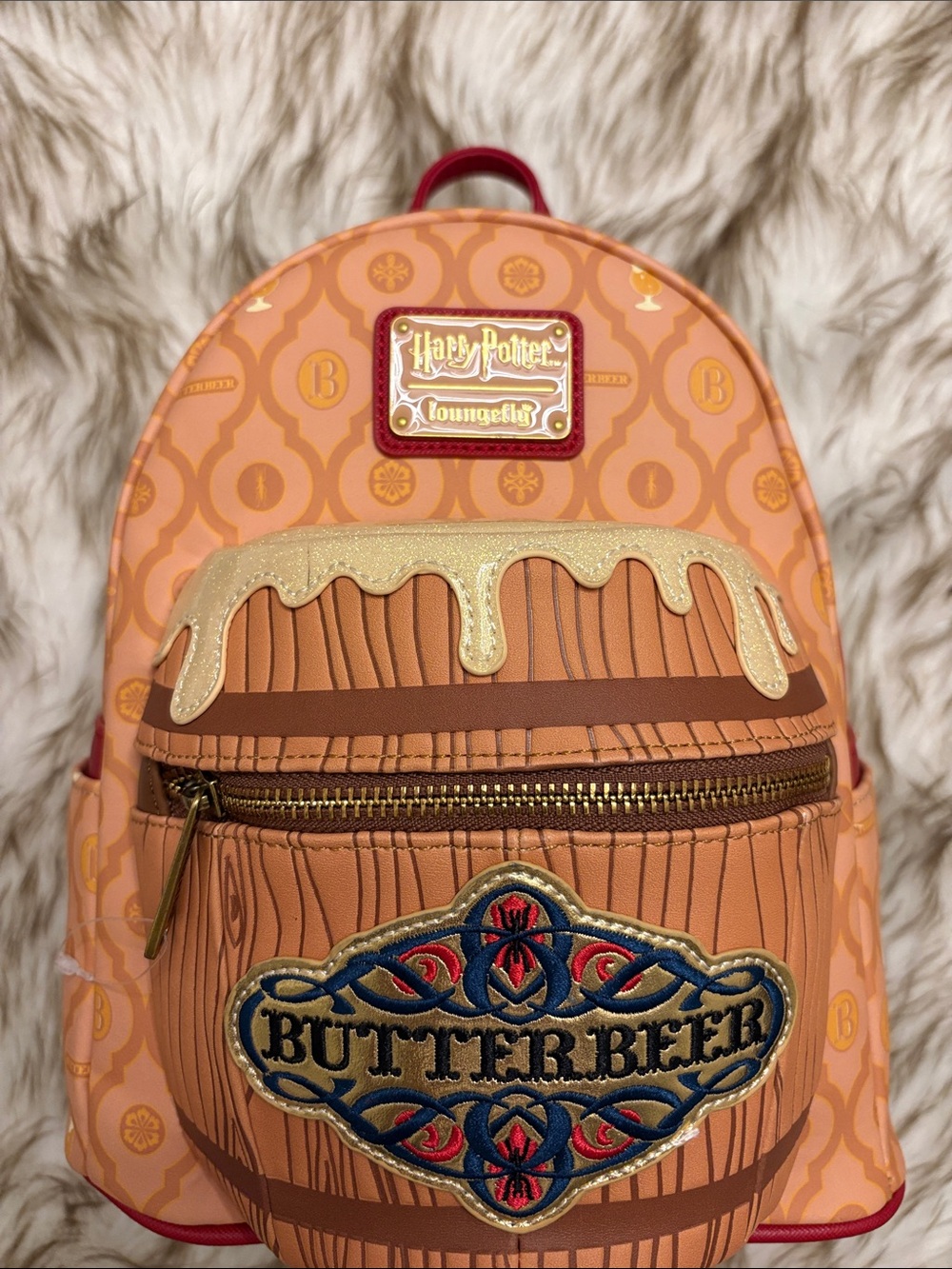 Loungefly Butterbeer Mini Backpack - Peach, Gold, Brown